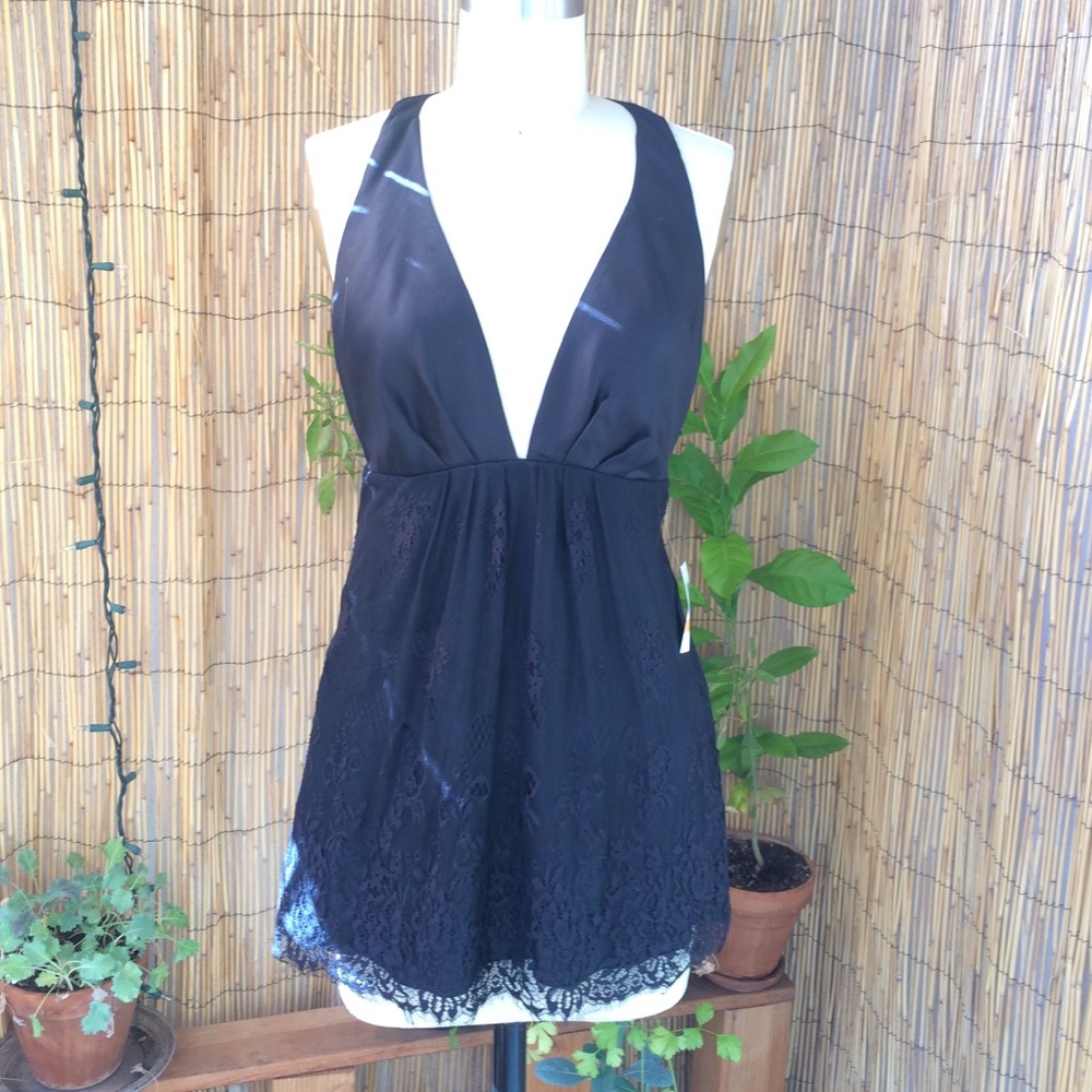7 for all Mankind black silk lace top small NWT